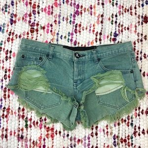 one teaspoon Distressed Green Wash Cutoff …